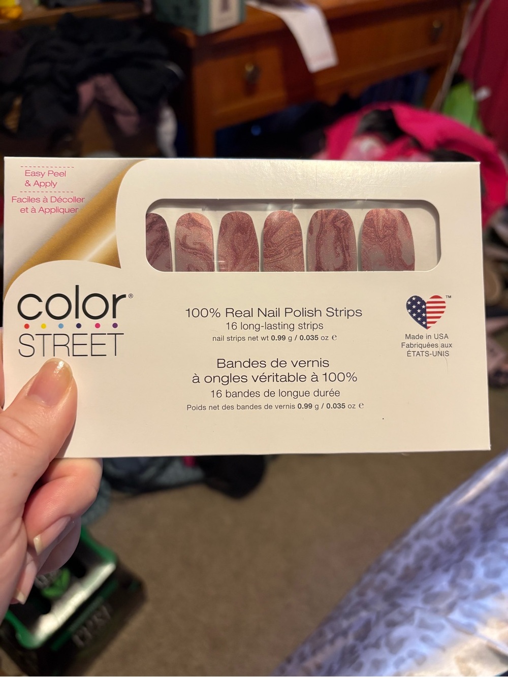 Color Street Pink Marble Nail Strips - Shimmery Rose Swirl